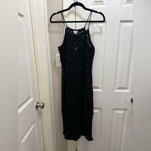 Aerie Black Crochet Swim Coverup